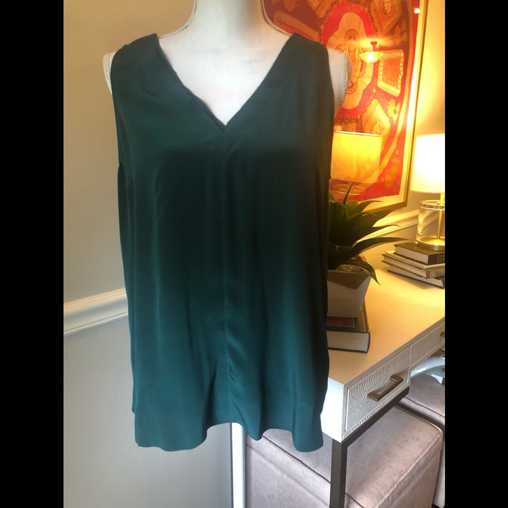 Hunter green sleeveless blouse